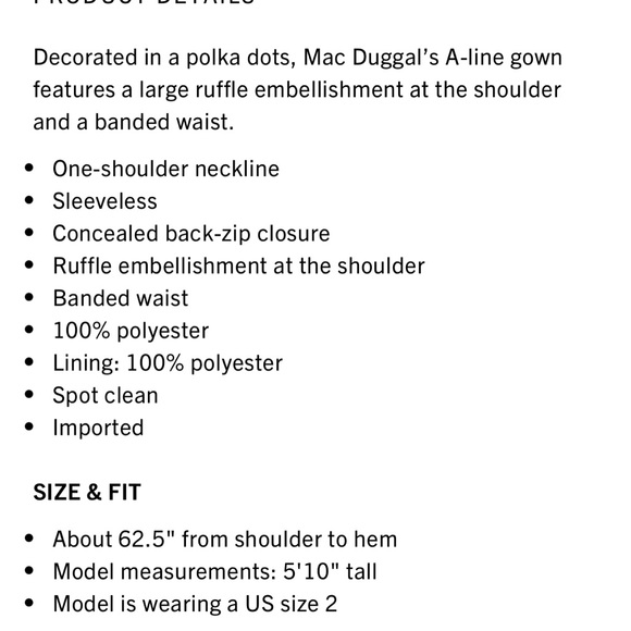 Women’s Mac Duggal One Shoulder Polka Dot Gown Size 12 in Porcelain - Picture 11 of 11